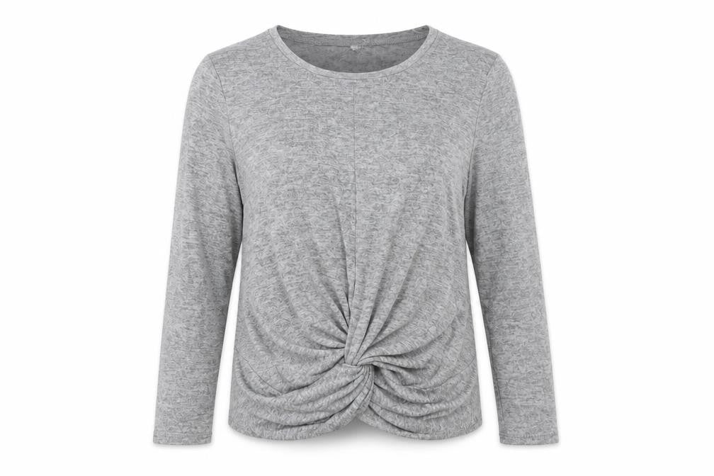 Front view of Cable & Gauge women’s grey crew neck polyester jumper, size XL