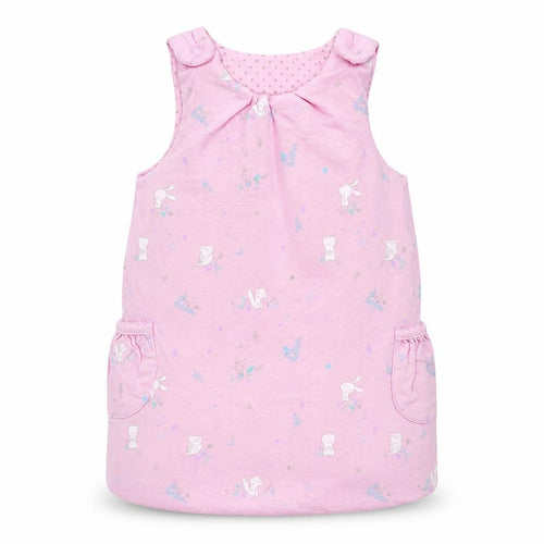 Mini Club Girls Pink Floral Cotton Jumper Dress  Size 3-6 Months  Round Neck