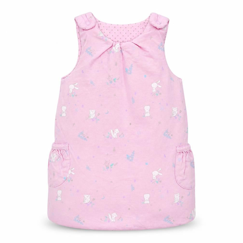 Mini Club Girls Pink Floral Cotton Jumper Dress  Size 3-6 Months  Round Neck