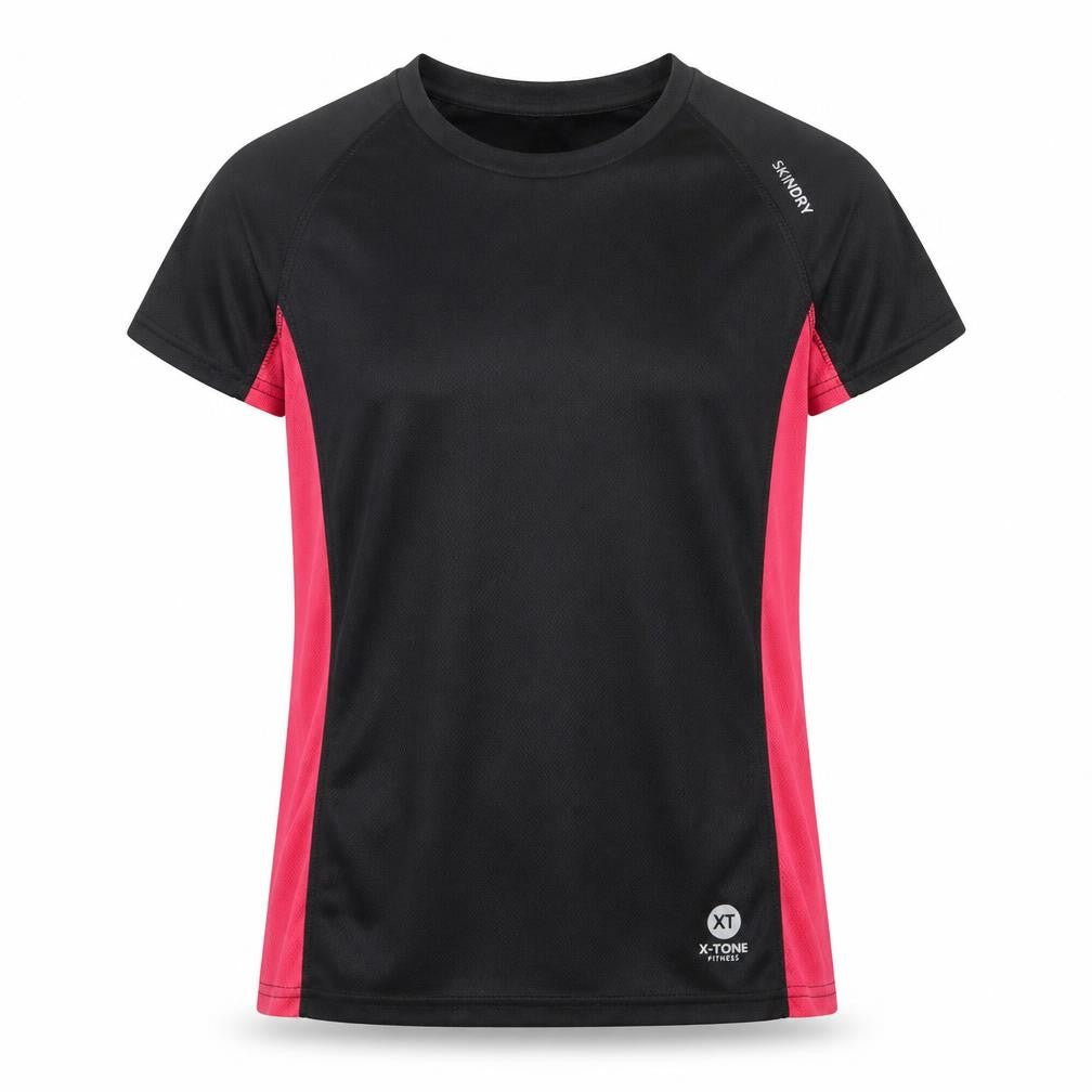 X-Tone Womens Multicoloured  Polyester Basic T-Shirt Size S Round Neck