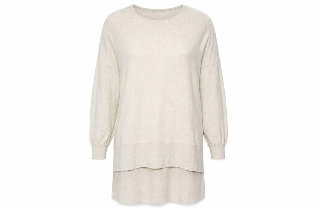 Front view of Peacocks women’s beige round neck viscose jumper, size L