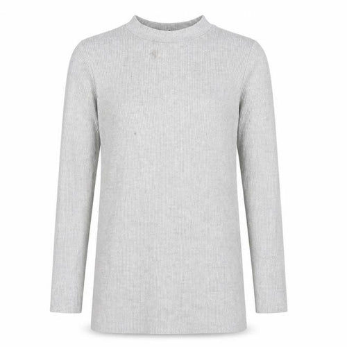 New Look Womens Grey Round Neck  Cotton Pullover Jumper Size 14   - Longline Ribbed knit Light Grey Mix