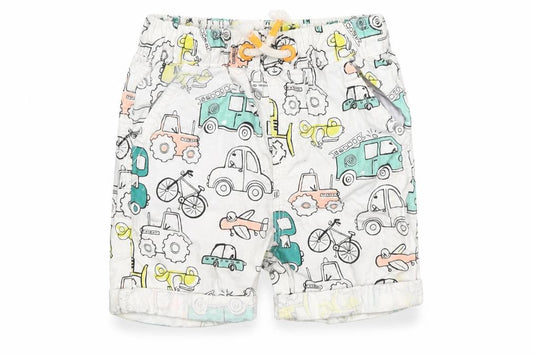 Front view of George Baby White Geometric Cotton Cargo Leggings, size 18-24, Months - Vehicles