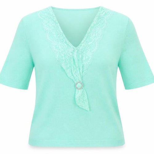 Jenny Loyd Womens Green V-Neck  Acrylic Pullover Jumper Size XL