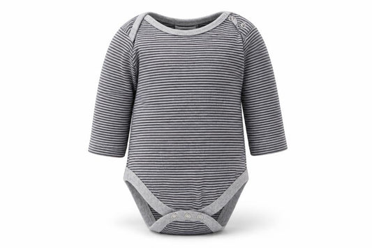 Front view of Next boys’ multicoloured striped cotton babygrow one-piece, size 3-6, months