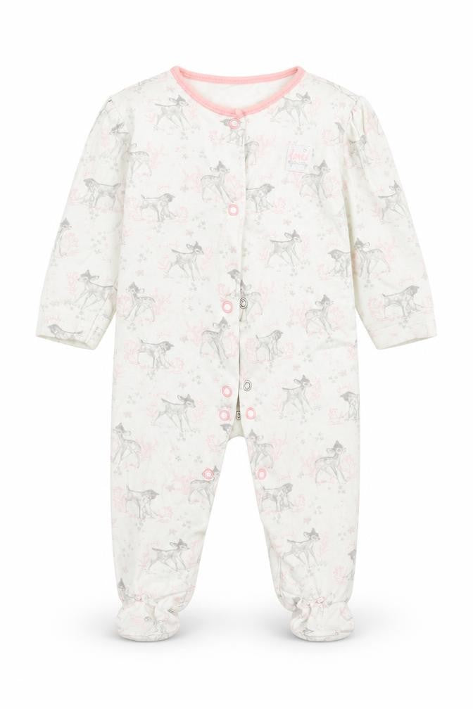 George Girls White Animal Print Cotton Babygrow One-Piece Size 3-6 Months   - DINSEY. BAMBI