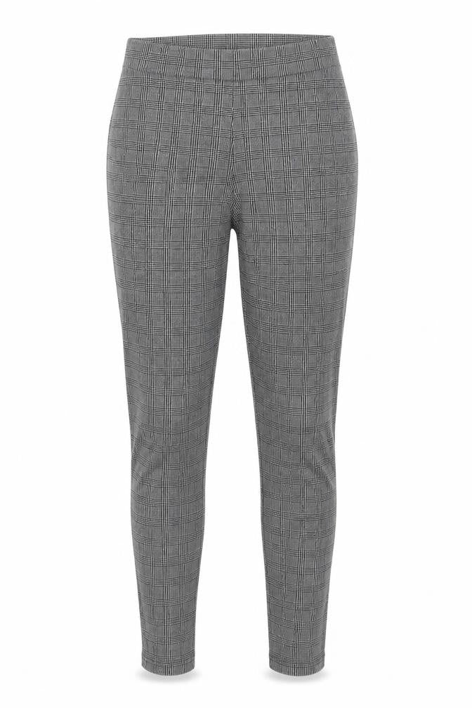 Front view of Papaya women’s multicoloured houndstooth polyester trousers, size UK 10, 28-inch leg regular