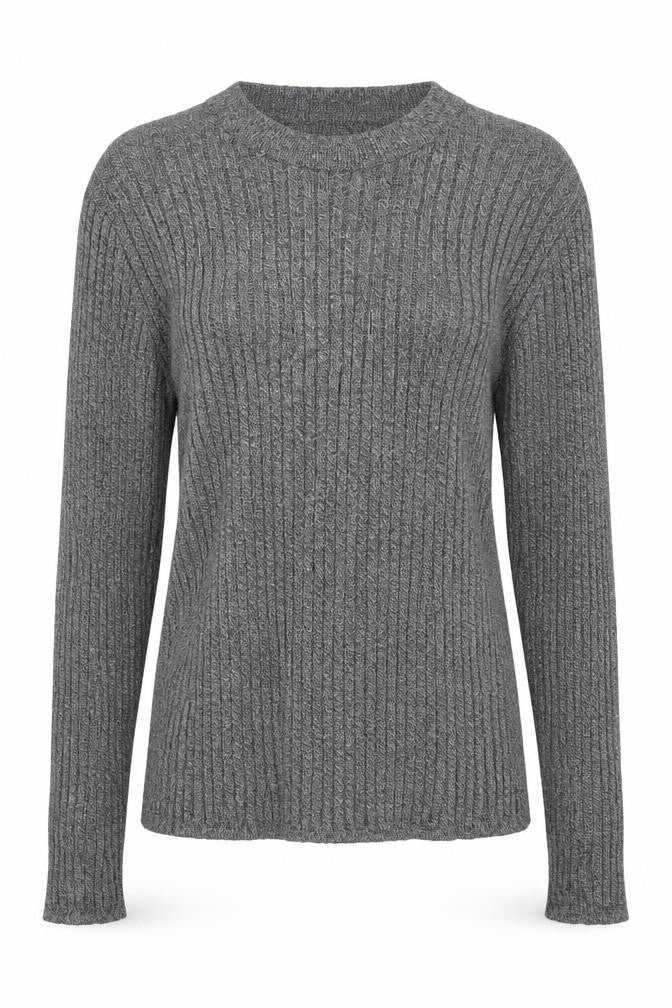 Front view of Primark women’s grey round neck cotton jumper, size M