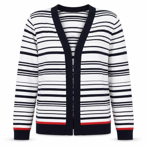 M&Co Womens Multicoloured V-Neck Striped Viscose Cardigan Jumper Size 12