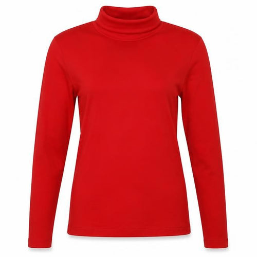 Creations Womens Red  Nylon Basic T-Shirt Size 8 Roll Neck