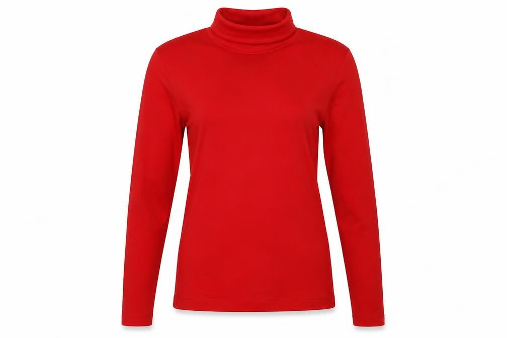 Creations Womens Red  Nylon Basic T-Shirt Size 8 Roll Neck