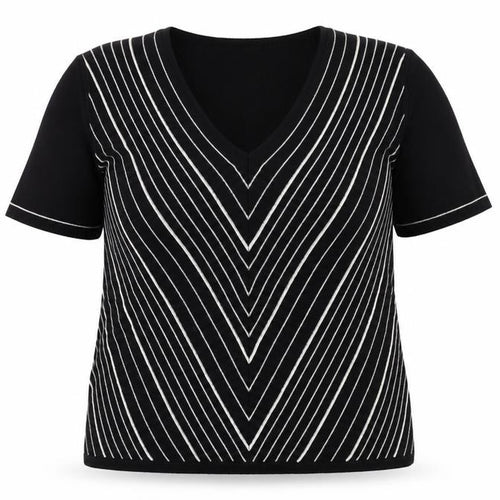 Berkertex Womens Blue V-Neck Striped Acrylic Henley Jumper Size 18