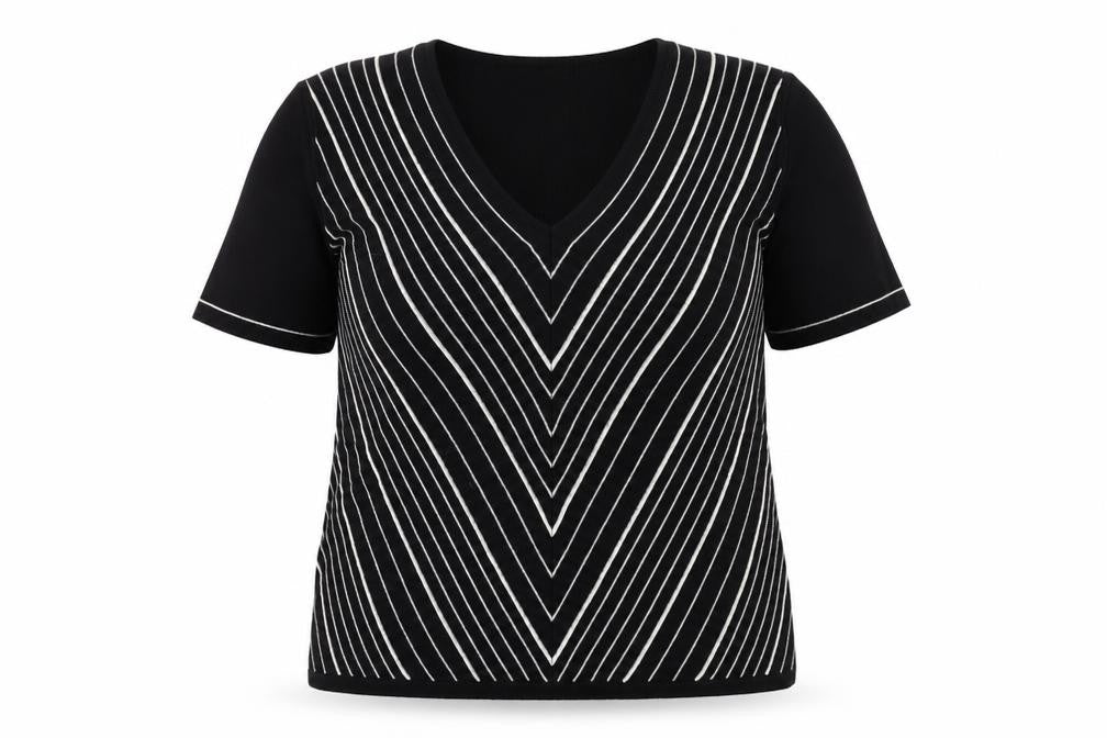 Berkertex Womens Blue V-Neck Striped Acrylic Henley Jumper Size 18