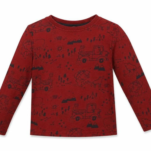 George Boys Red Geometric Cotton Basic T-Shirt Size 2-3 Years Crew Neck  - Bear Print