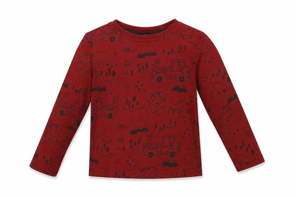 George Boys Red Geometric Cotton Basic T-Shirt Size 2-3 Years Crew Neck  - Bear Print