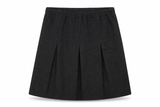 Front view of George girls’ grey polyester a-line skirt, size 8-9, years regular button - school wear