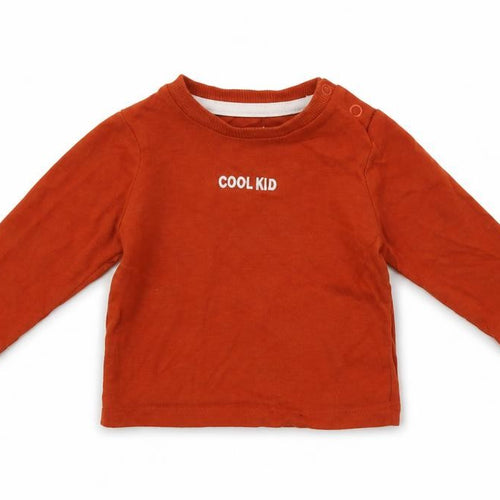 F&F Baby Brown  Cotton Basic T-Shirt Size 0-3 Months Crew Neck Snap - Cool Kid