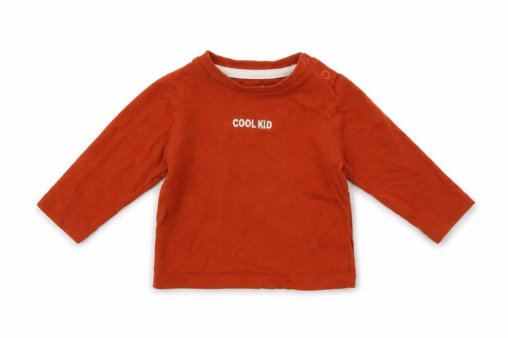 F&F Baby Brown  Cotton Basic T-Shirt Size 0-3 Months Crew Neck Snap - Cool Kid