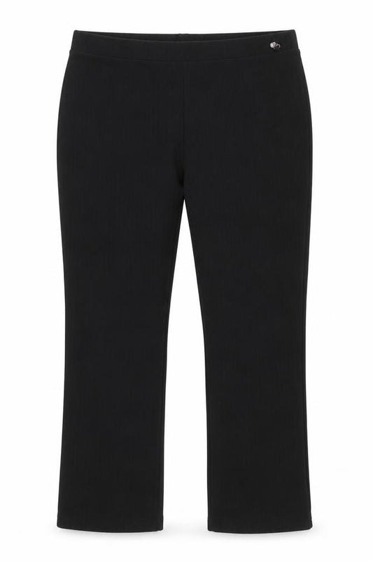 Front view of Papaya women’s black striped trousers, size UK 21, in regular - same colour vertical pattern stripe