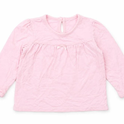 George Girls Pink  Cotton Basic T-Shirt Size 9-12 Months Crew Neck