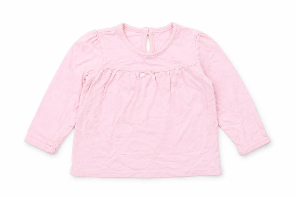 George Girls Pink  Cotton Basic T-Shirt Size 9-12 Months Crew Neck