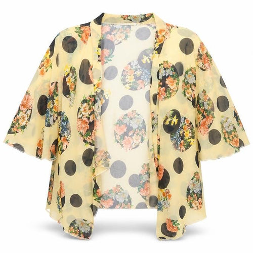 SHOLA Womens Yellow  Floral Polyester Cardigan Jumper Size L