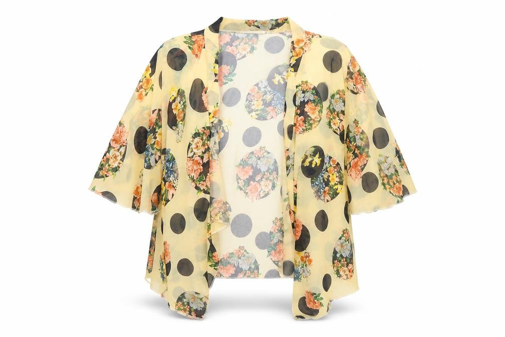 SHOLA Womens Yellow  Floral Polyester Cardigan Jumper Size L