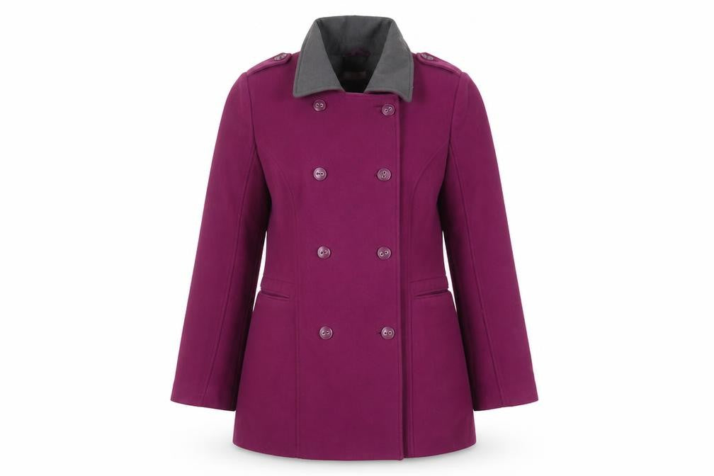 Front view of Simply Be women’s pink overcoat coat, size UK 14