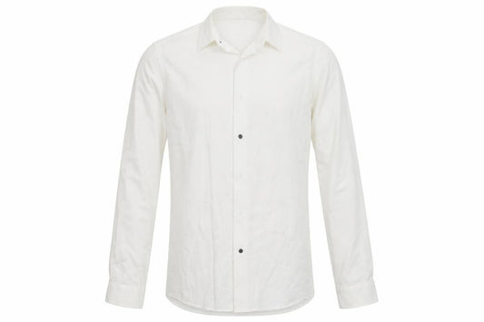 Front view of Next men’s white cotton button-up, size 14.5 collared