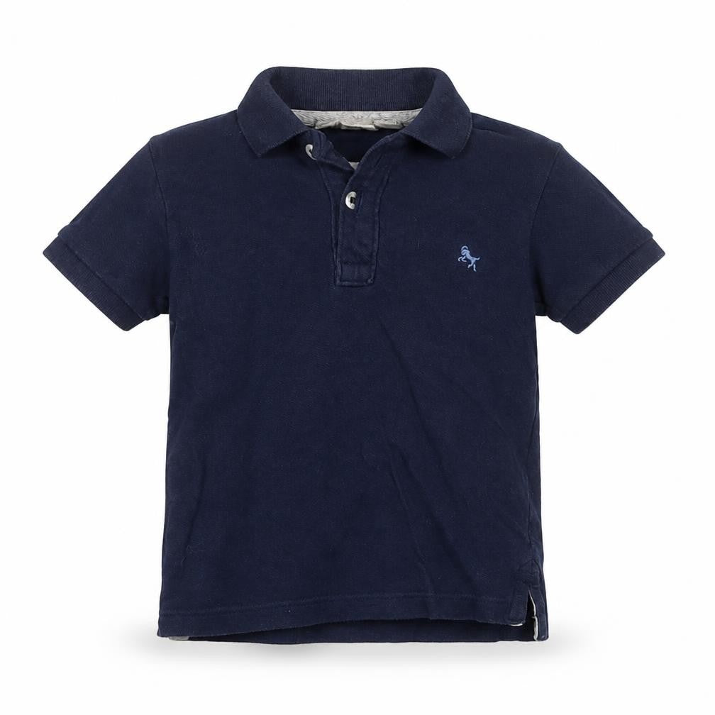 Front view of H&M Baby Blue Cotton Basic Polo, size 18-24, Months Collared