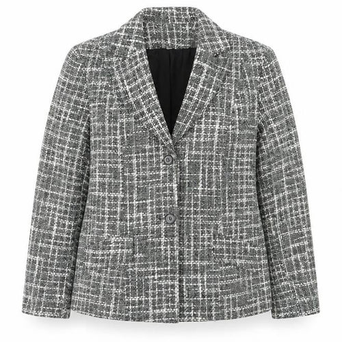 Classics Womens Green Check  Jacket  Size 14  Button - Green Mix Heavy Hessian like fabric