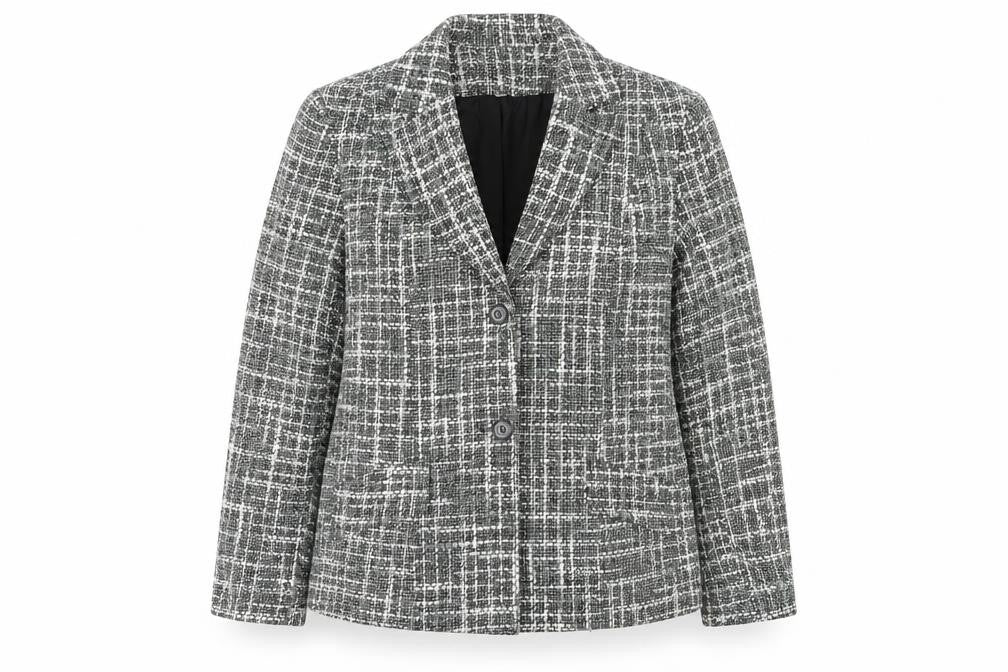 Classics Womens Green Check  Jacket  Size 14  Button - Green Mix Heavy Hessian like fabric