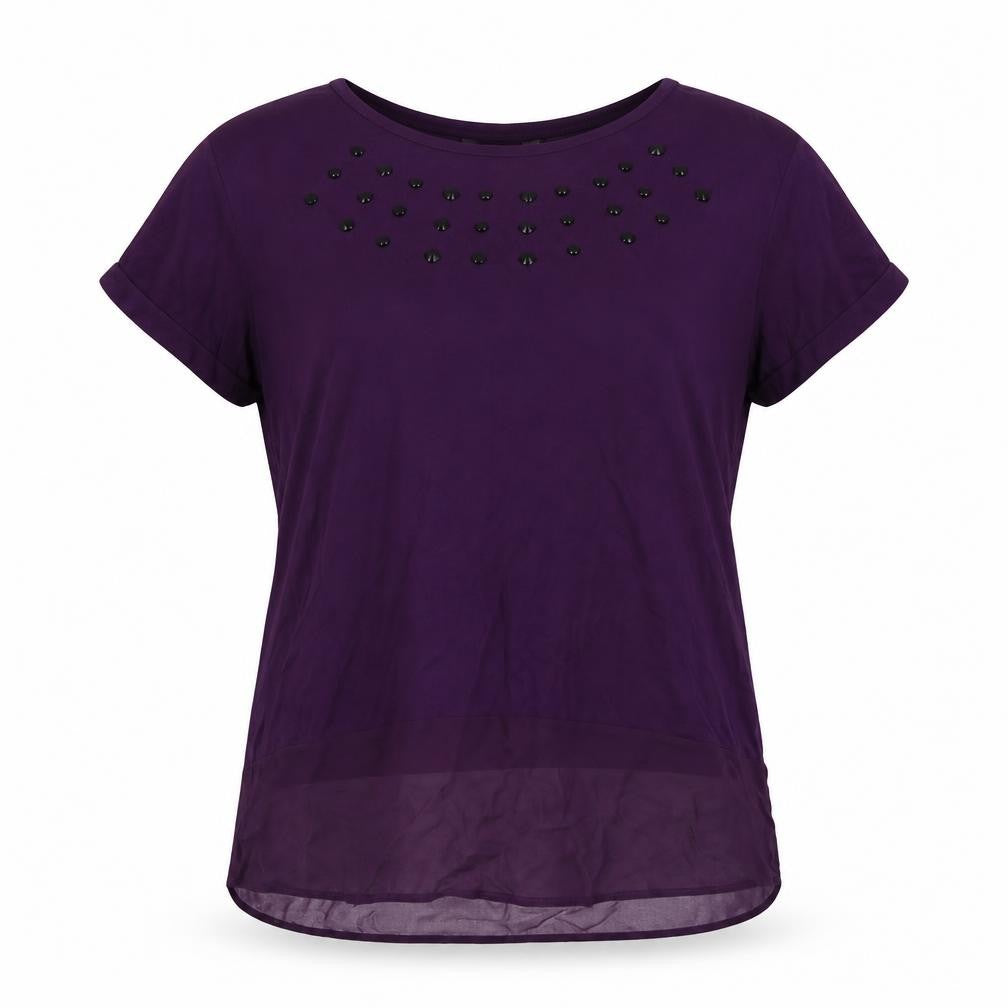 Peacocks Womens Purple  Viscose Basic Blouse Size 12 Crew Neck