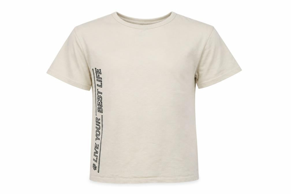 M&S Girls Beige  Cotton Basic T-Shirt Size 10-11 Years Crew Neck  - Live Your Best Life
