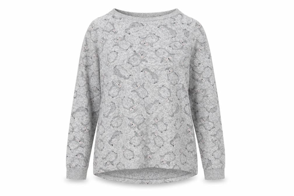 Front view of Primark women’s grey animal print polyester top pyjama top, size S