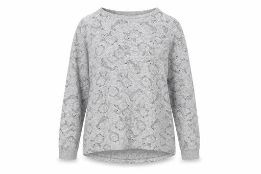 Front view of Primark women’s grey animal print polyester top pyjama top, size S