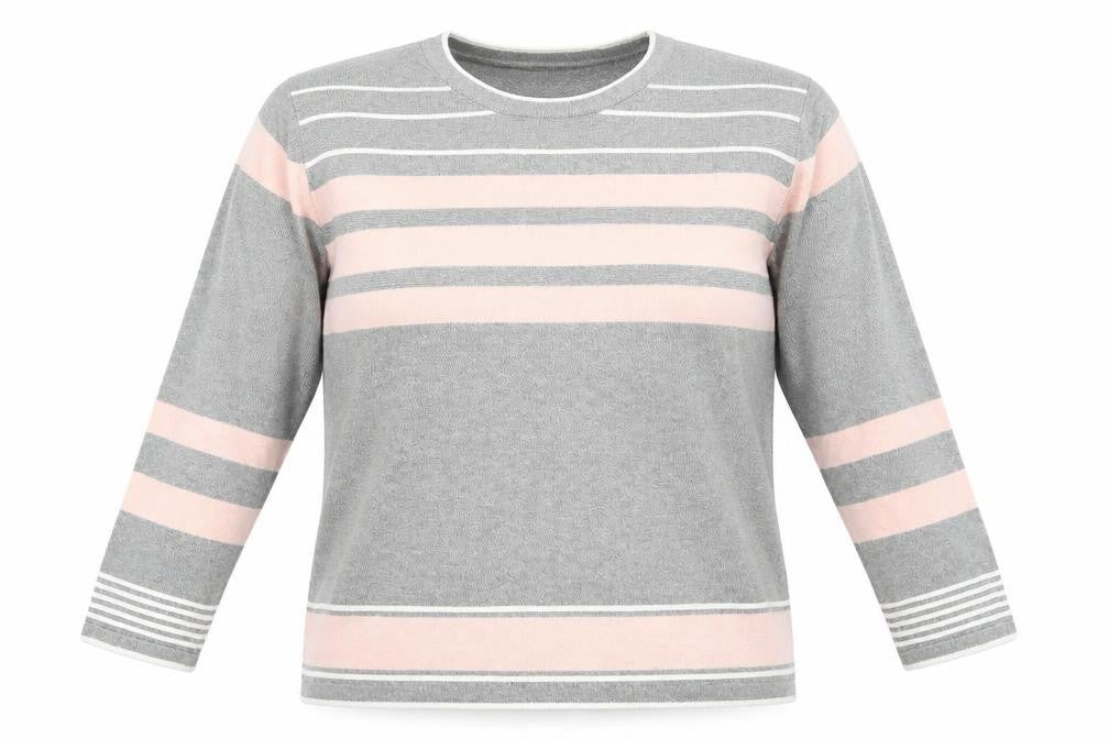 Front view of Fabrizio men’s grey round neck acrylic jumper, size L