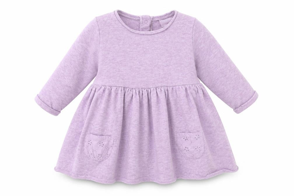Front view of Next girls’ blue cotton a-line, size 6-9, months round neck
