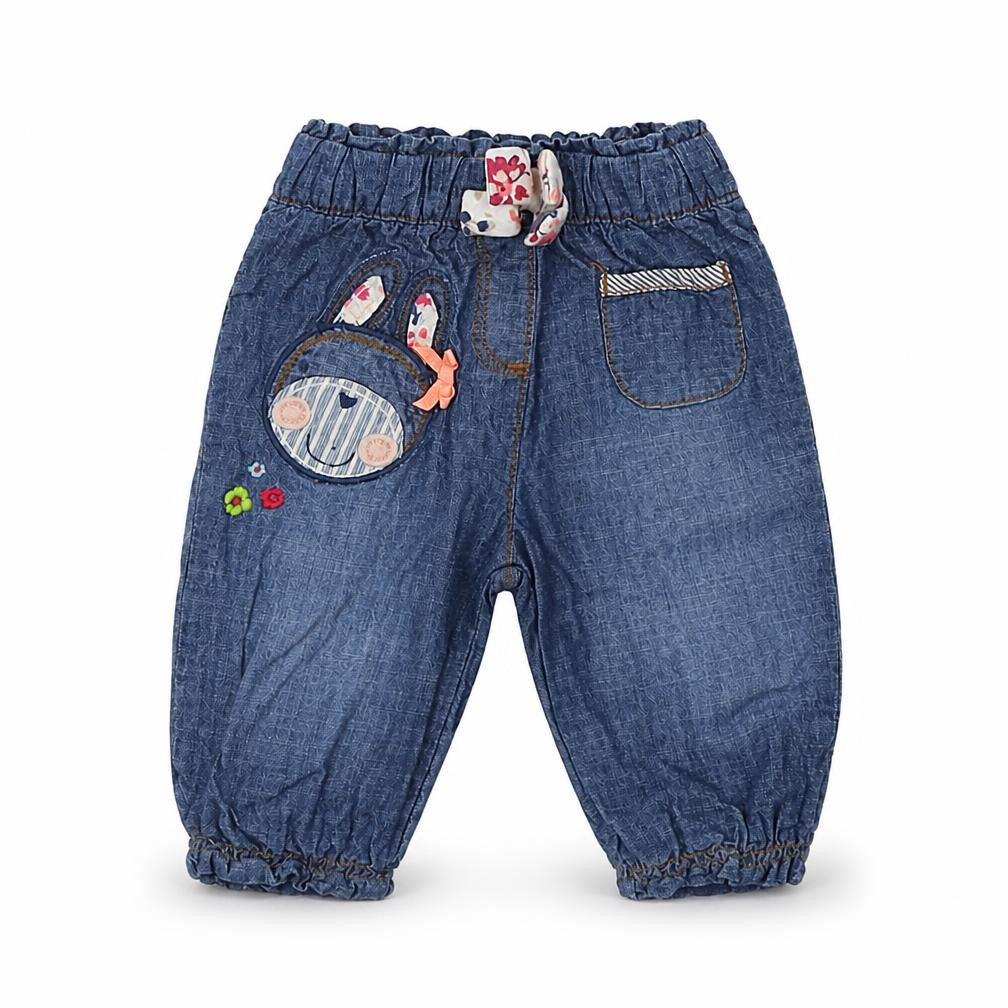 NEXT Baby Blue  Cotton Jogger Jeans Size 3-6 Months  Drawstring - Bunny