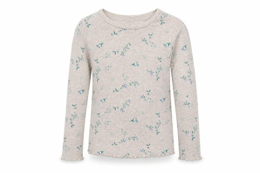 Front view of George girls’ beige floral cotton top pyjama top, size 5-6, years