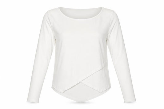 Front view of ASOS women’s white polyester basic blouse, size UK 10, round neck