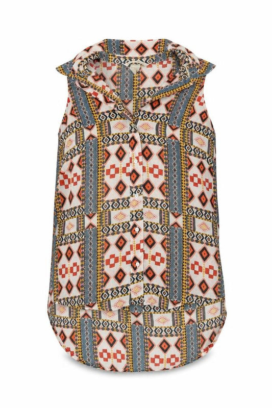 Front view of H&M women’s multicoloured polyester basic blouse, size UK 4, collared