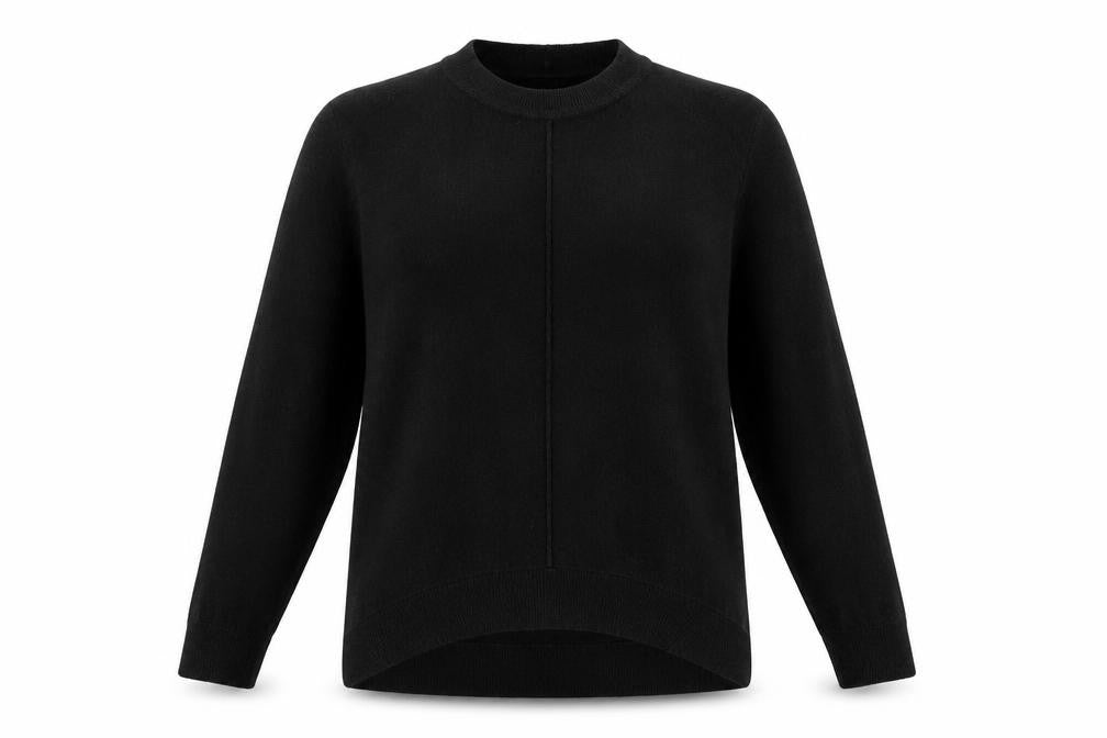 Front view of Next women’s black crew neck acrylic jumper, size S