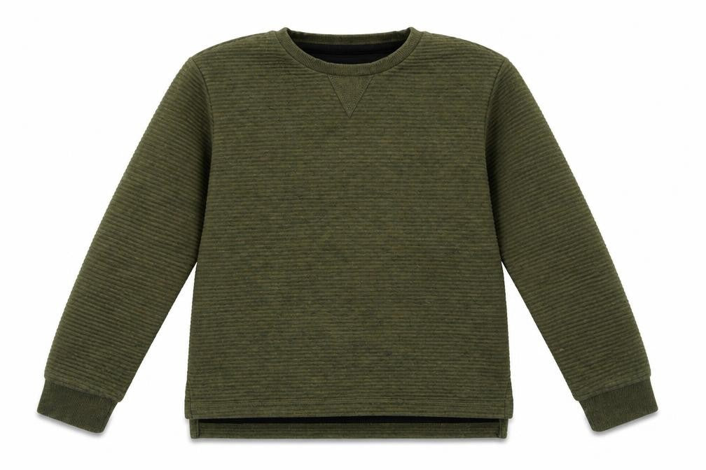 Front view of Primark boys’ green pullover sweatshirt, size 6-7, years