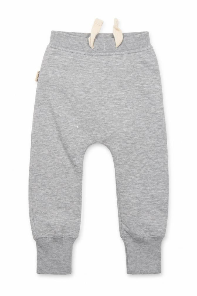 Front view of Spoilt boys’ grey cotton sweatpants, size 3-6, months