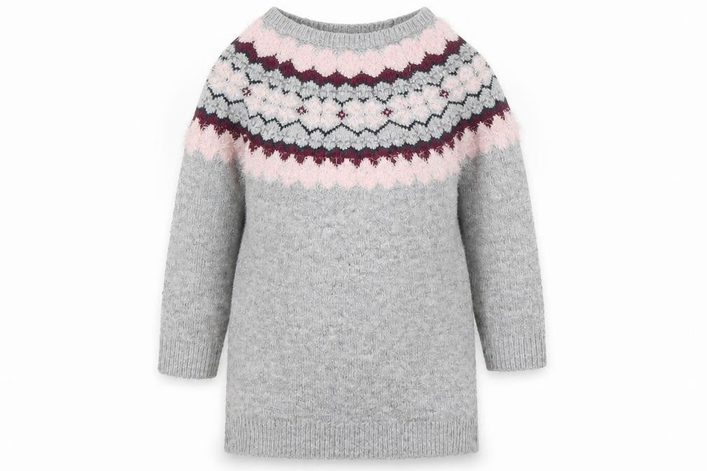 Primark Girls Multicoloured Round Neck Argyle/Diamond Acrylic Pullover Jumper Size 5-6 Years