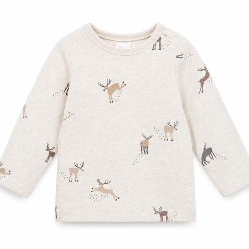 H&M Baby Ivory  Cotton Basic T-Shirt Size 0-3 Months Round Neck  - Reindeer
