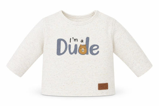 Front view of F&F Baby White Cotton Basic T-Shirt, size 0-3, Months Round Neck - I'm a Dude