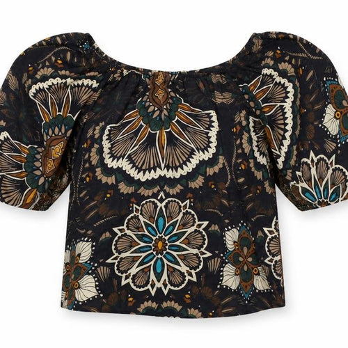 AX Paris Womens Black Floral Polyester Basic Blouse Size 8 Off the Shoulder