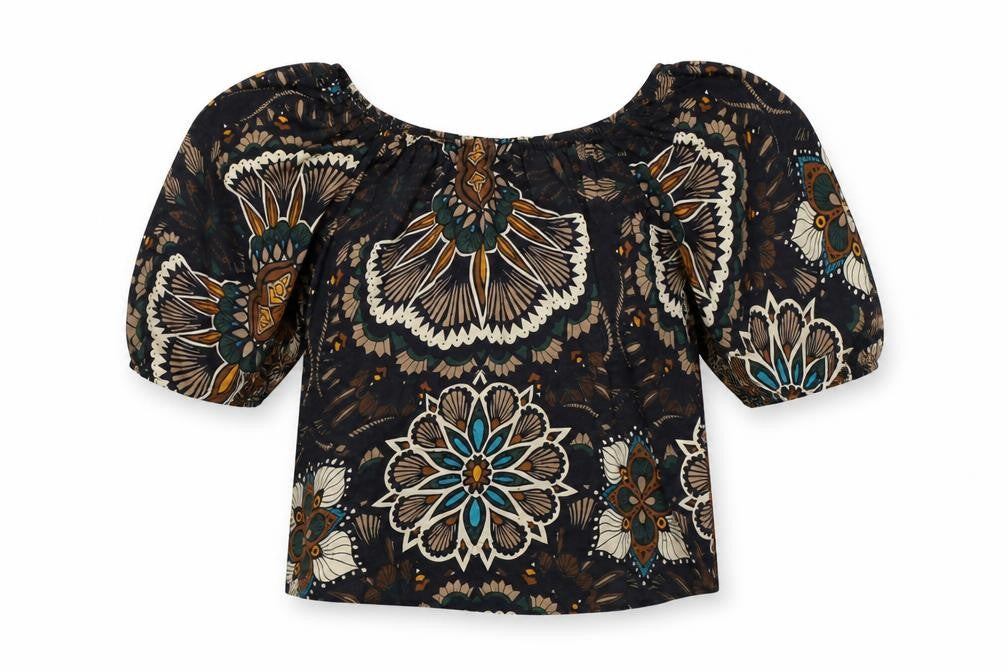 AX Paris Womens Black Floral Polyester Basic Blouse Size 8 Off the Shoulder